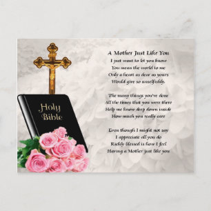 Mutter Gedicht - Bibel und Rose Postkarte