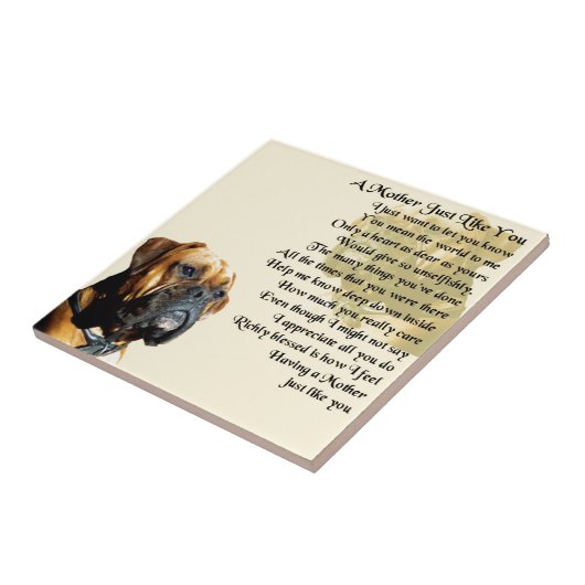Mutter-Gedicht - Boxer-Hundeentwurf Fliese (Seite)