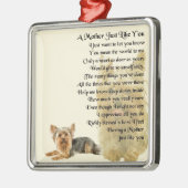 Mutter-Gedicht - Entwurf Yorkshires Terrier Silbernes Ornament (Links)