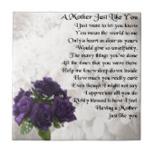 Mutter-Gedicht - lila Rosen Fliese (Vorderseite)