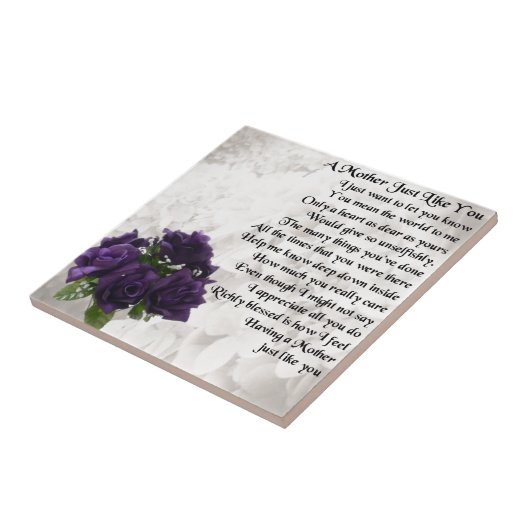 Mutter-Gedicht - lila Rosen Fliese (Seite)