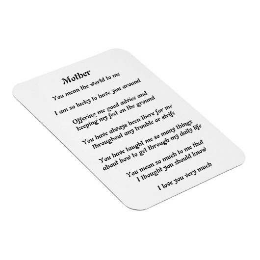 Mütter Gedicht Magnet (Rechte Seite)