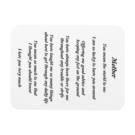 Mütter Gedicht Magnet (Horizontal)