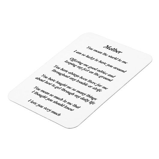 Mütter Gedicht Magnet (Linke Seite)