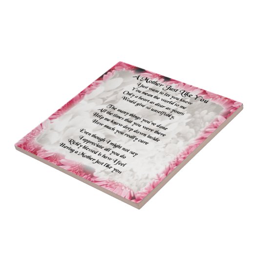 Mutter-Gedicht - rosa Blumenmuster Fliese (Seite)