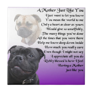 Mutter-Gedicht - Staffordshire-Bullterrier-Entwurf Fliese