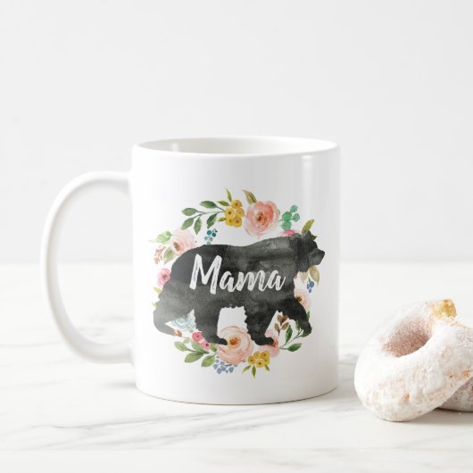 Mutter Geschenk Mama Bear Mama Floral Niedliche Bl Kaffeetasse (Mit Donut)
