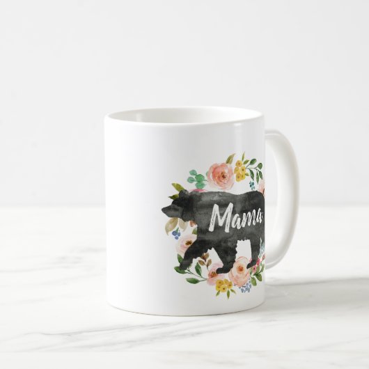 Mutter Geschenk Mama Bear Mama Floral Niedliche Bl Kaffeetasse (VorderseiteRechts)