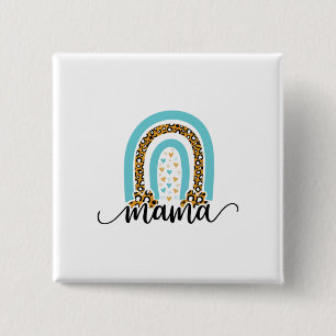 Mutter Geschenk Rainbow Leopard Mama Button