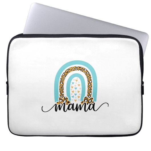 Mutter Geschenk Rainbow Leopard Mama Laptopschutzhülle (Vorderseite)