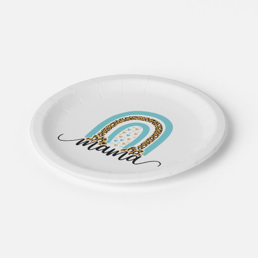 Mutter Geschenk Rainbow Leopard Mama Pappteller (Schrägansicht)