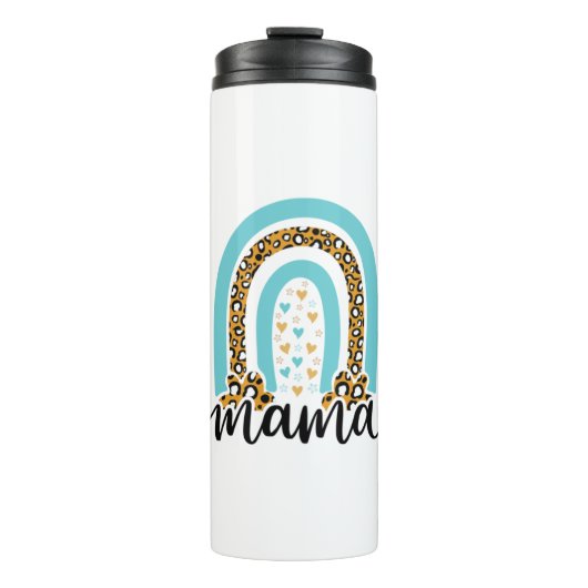 Mutter Geschenk Rainbow Leopard Mama Thermosbecher (Vorderseite)