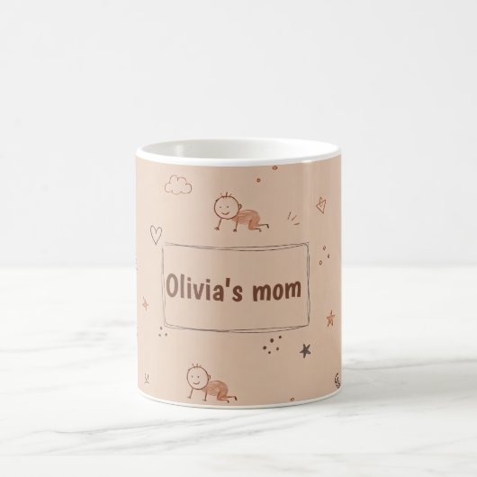 Mutter Geschenk Süße Kinder Kritzel Name Design Kaffeetasse (Mittel)