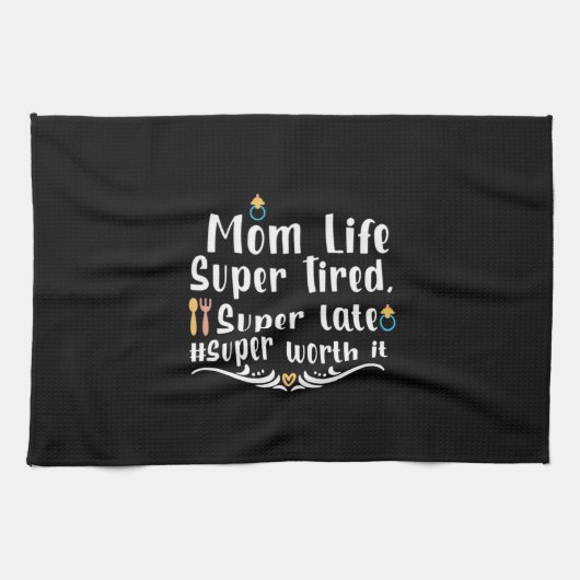 Mutter Geschenke Mama Life Super Tired Geschirrtuch (Horizontal)