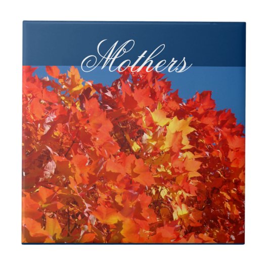 Mütter Geschenke Tile Art Blue Sky Herbst Blätter Fliese (Vorderseite)