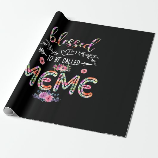 Mutter gesegnet, als Mama und Meme-Blume bezeichne Geschenkpapier (Ungerollt)