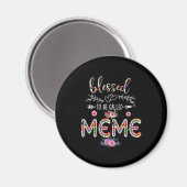 Mutter gesegnet, als Mama und Meme-Blume bezeichne Magnet (Vorderseite/Rückseite)