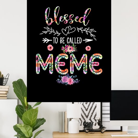 Mutter gesegnet, als Mama und Meme-Blume bezeichne Poster (Heimbüro)