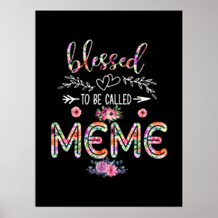 Mutter gesegnet, als Mama und Meme-Blume bezeichne Poster