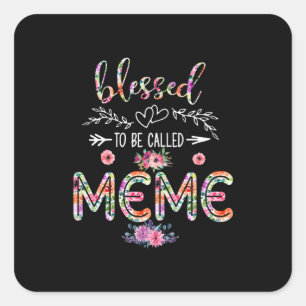 Mutter gesegnet, als Mama und Meme-Blume bezeichne Quadratischer Aufkleber