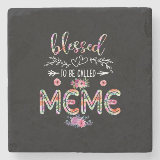 Mutter gesegnet, als Mama und Meme-Blume bezeichne Steinuntersetzer (Vorderseite)