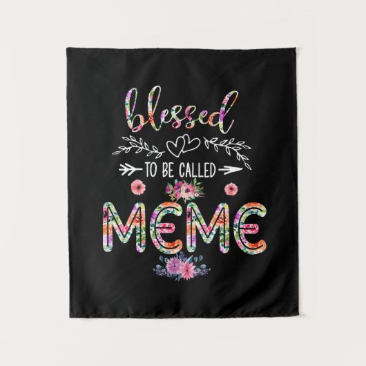 Mutter gesegnet, als Mama und Meme-Blume bezeichne Wandteppich (Vorderseite)