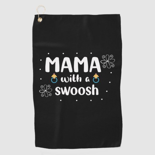 Mutter gibt Mama mit Swoosh ein Geschenk Golfhandtuch (Vorderseite)