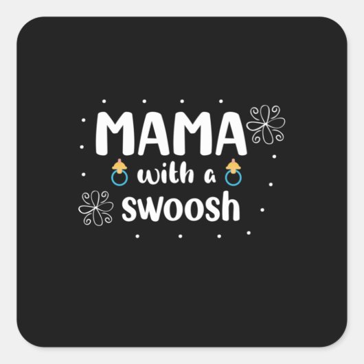 Mutter gibt Mama mit Swoosh ein Geschenk Quadratischer Aufkleber (Vorderseite)