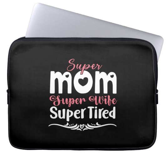 Mutter Gift Super Mama Super Ehefrau Laptopschutzhülle (Vorderseite)