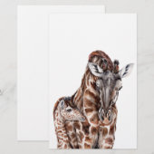 Mutter Giraffe mit Baby Giraffe Briefpapier (Vorne/Hinten)