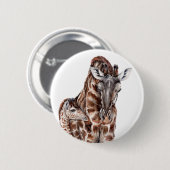 Mutter Giraffe mit Baby Giraffe Button (Vorne & Hinten)