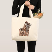 Mutter Giraffe mit Baby Giraffe Jumbo Stoffbeutel (Vorderseite (Produkt))