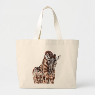 Mutter Giraffe mit Baby Giraffe Jumbo Stoffbeutel