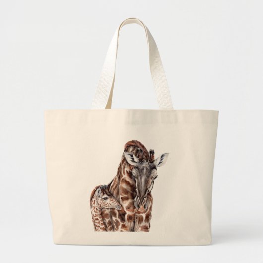 Mutter Giraffe mit Baby Giraffe Jumbo Stoffbeutel (Vorne)