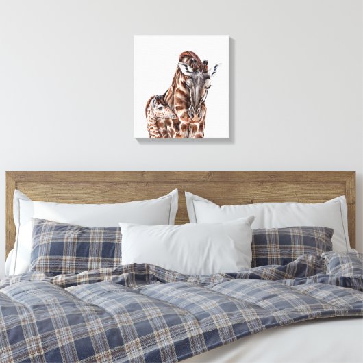 Mutter Giraffe mit Baby-Giraffe-Leinwand Leinwanddruck (Insitu (Schlafzimmer))