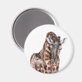 Mutter Giraffe mit Baby Giraffe Magnet (Vorderseite/Rückseite)