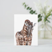 Mutter Giraffe mit Baby Giraffe Postkarte (Stehend Vorderseite)