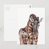 Mutter Giraffe mit Baby Giraffe Postkarte (Vorne/Hinten)
