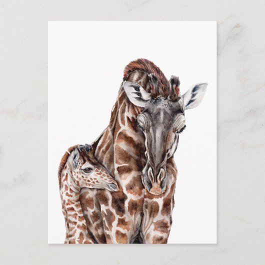 Mutter Giraffe mit Baby Giraffe Postkarte (Vorderseite)