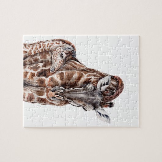 Mutter-Giraffe mit Baby-Giraffe Puzzle (Horizontal)