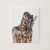 Mutter-Giraffe mit Baby-Giraffe Puzzle (Vertikal)