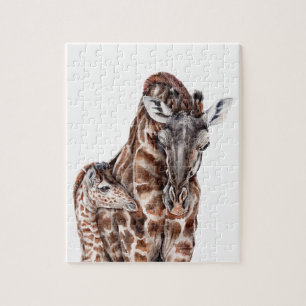 Mutter-Giraffe mit Baby-Giraffe Puzzle
