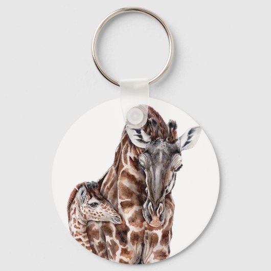 Mutter Giraffe mit Baby Giraffe Schlüsselanhänger (Vorderseite)