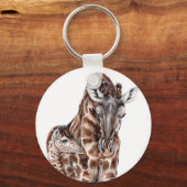 Mutter Giraffe mit Baby Giraffe Schlüsselanhänger (Vorderseite)