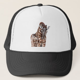 Mutter Giraffe mit Baby Giraffe Truckerkappe