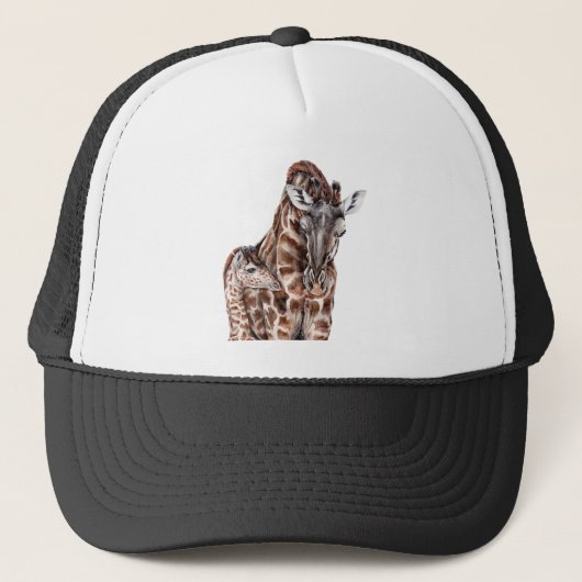 Mutter Giraffe mit Baby Giraffe Truckerkappe (Vorderseite)