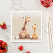 Mutter Giraffe mit Kind im Wasser Serviette (Beispiel)