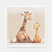 Mutter Giraffe mit Kind im Wasser Serviette (Vorderseite)