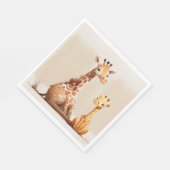 Mutter Giraffe mit Kind im Wasser Serviette (Ecke)