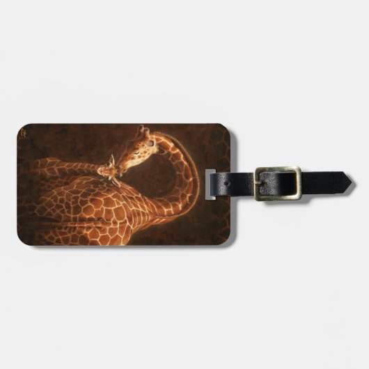 Mutter Giraffe und Baby Gepäckanhänger (Vorderseite horizontal)